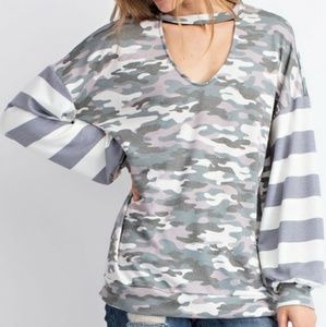 Camo Boutique Top Balloon Sleeve